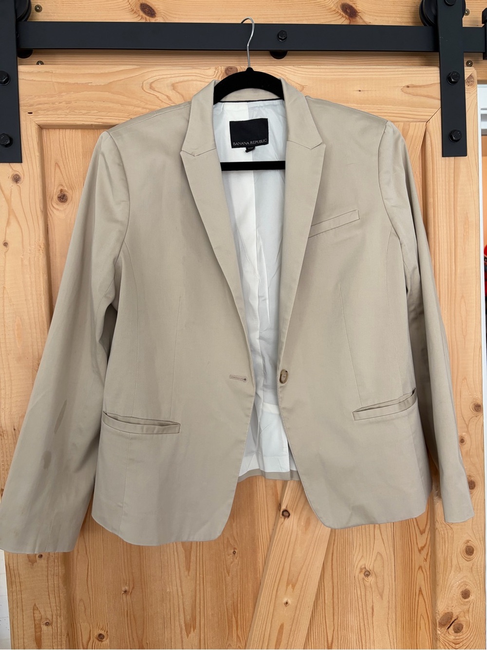 Banana Republic Beige Single-Button Tailored Blazer